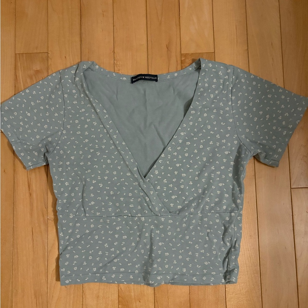 Brandy Melville Blue Floral Crop Top